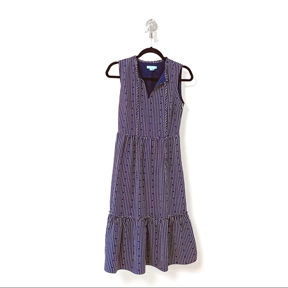 Draper James Heart Dots Tiered Dress Nassau Navy 0 - Picture 3 of 13